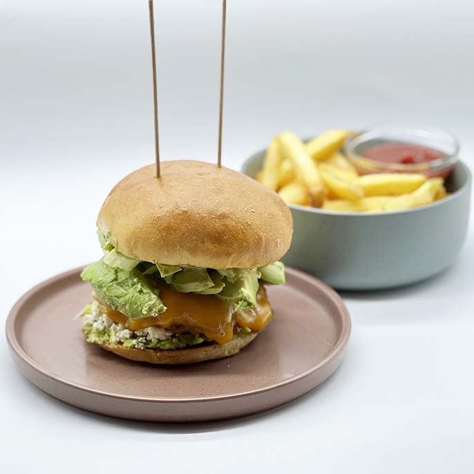 Menü Avocado Nerd Burger mit Beilage